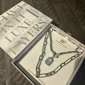 Bomb party luxe layers "she's regal" nwt Silver Chain Necklace Set